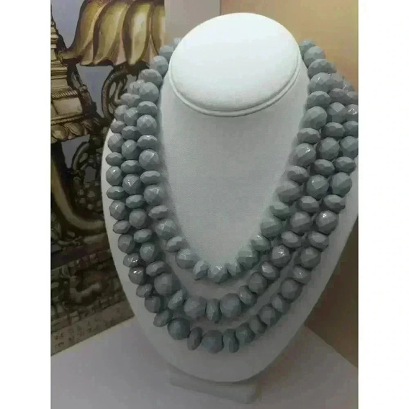 Sugarfix By Baublebar Gray Faceted Bead Multi Strand Chunky Necklace - Picture 1 of 4